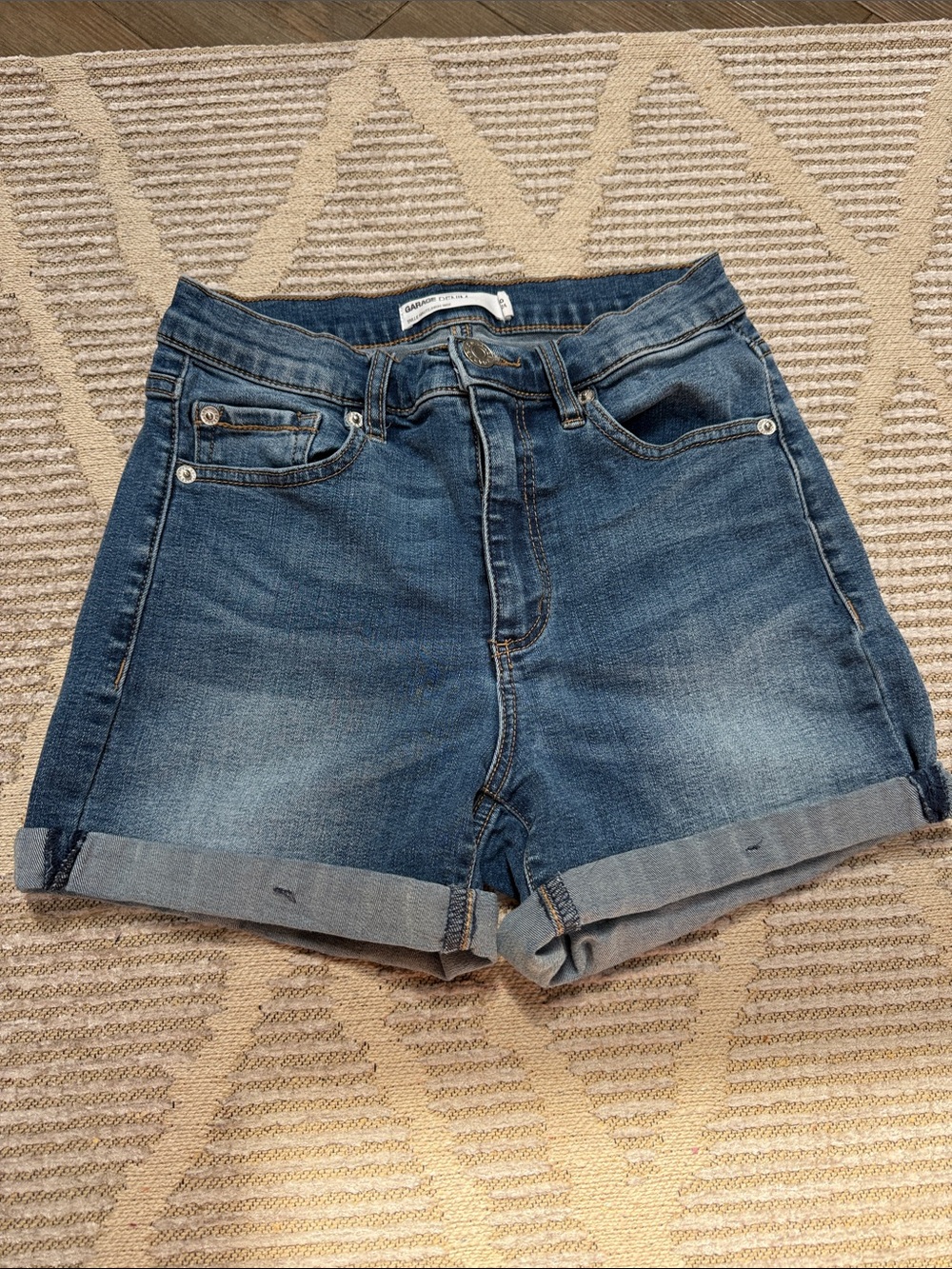 Garage Mid-Rise Blue Denim Roll-Cuff Women’s Shorts